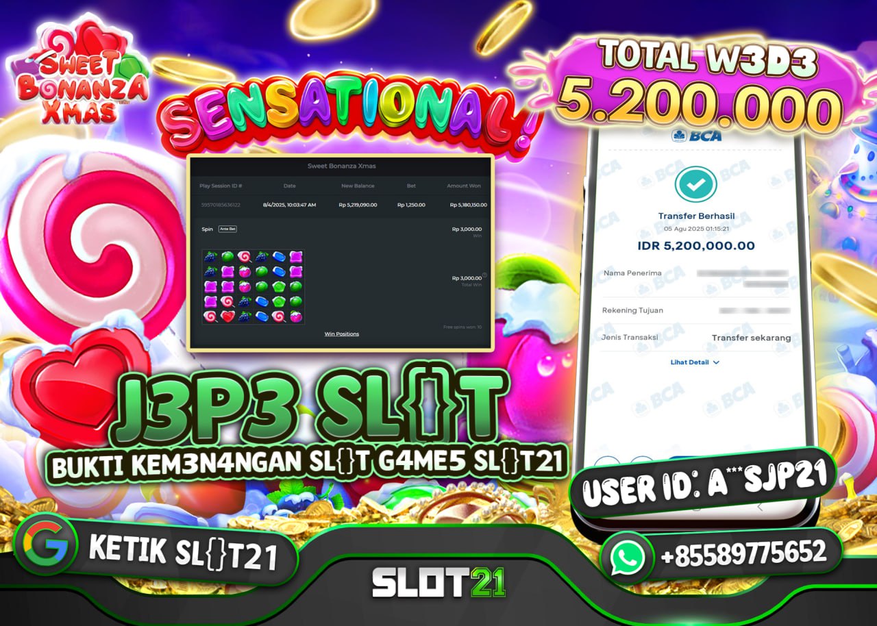 A***SJP21 JACKPOT SLOT SWEET BONANZA XMAS Rp.5.200.000 - LUNAS	
