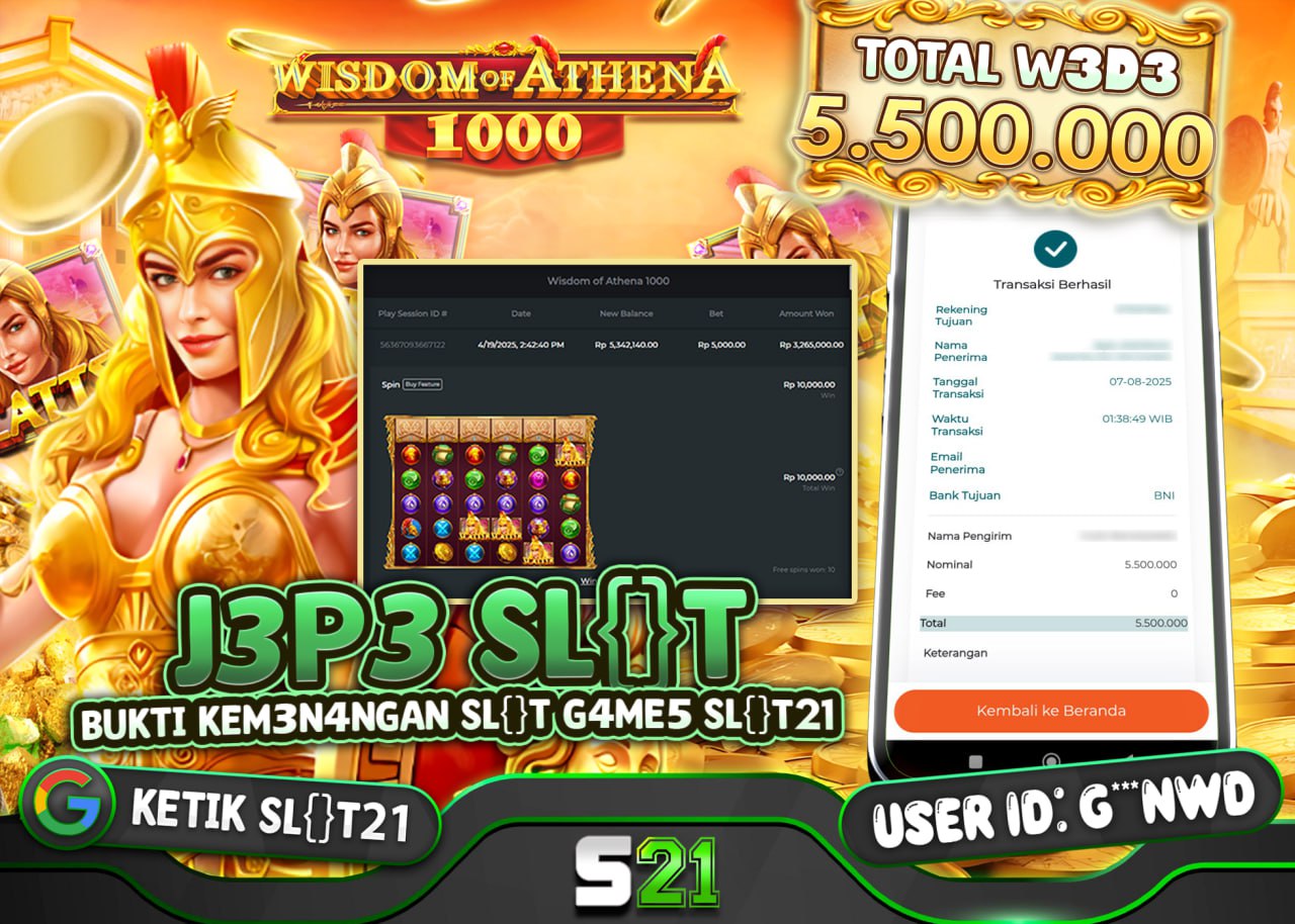 G***NWD JACKPOT SLOT WISDOM OF ATHENA Rp.5.500.000 - LUNAS	