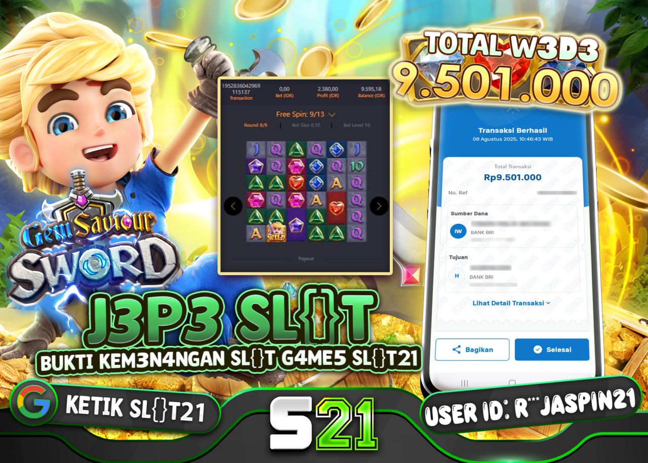 R**JASPIN21 JACKPOT SLOT GEM SAVIOUR SWORD Rp.9.501.000 - LUNAS	