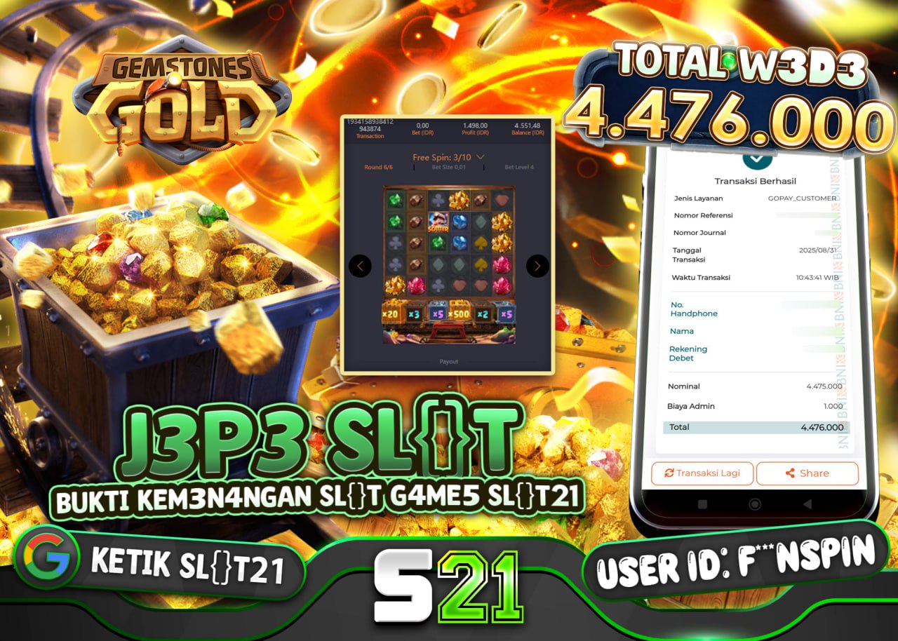 F***NSPIN JACKPOT SLOT GEMSTONES GOLD Rp.4.476.000 - LUNAS