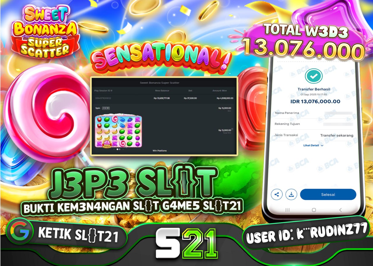 K***RUDINZ77 JACKPOT SLOT SWEET BONANZA Rp 13.076.000 - LUNAS