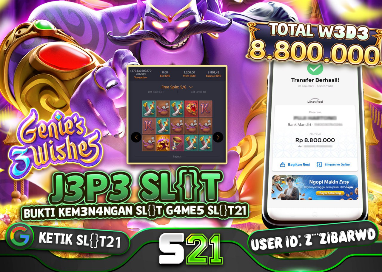 Z***ZIBARWD JACKPOT SLOT GENIE 3 WISHES Rp 8.800.000 - LUNAS