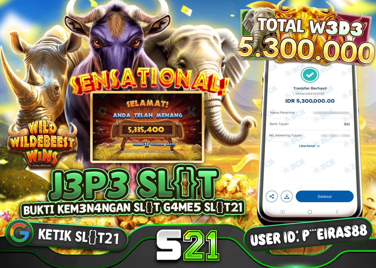 P***EIRAS88 JACKPOT SLOT WILDEBEEST WINS Rp 5.300.000 - LUNAS