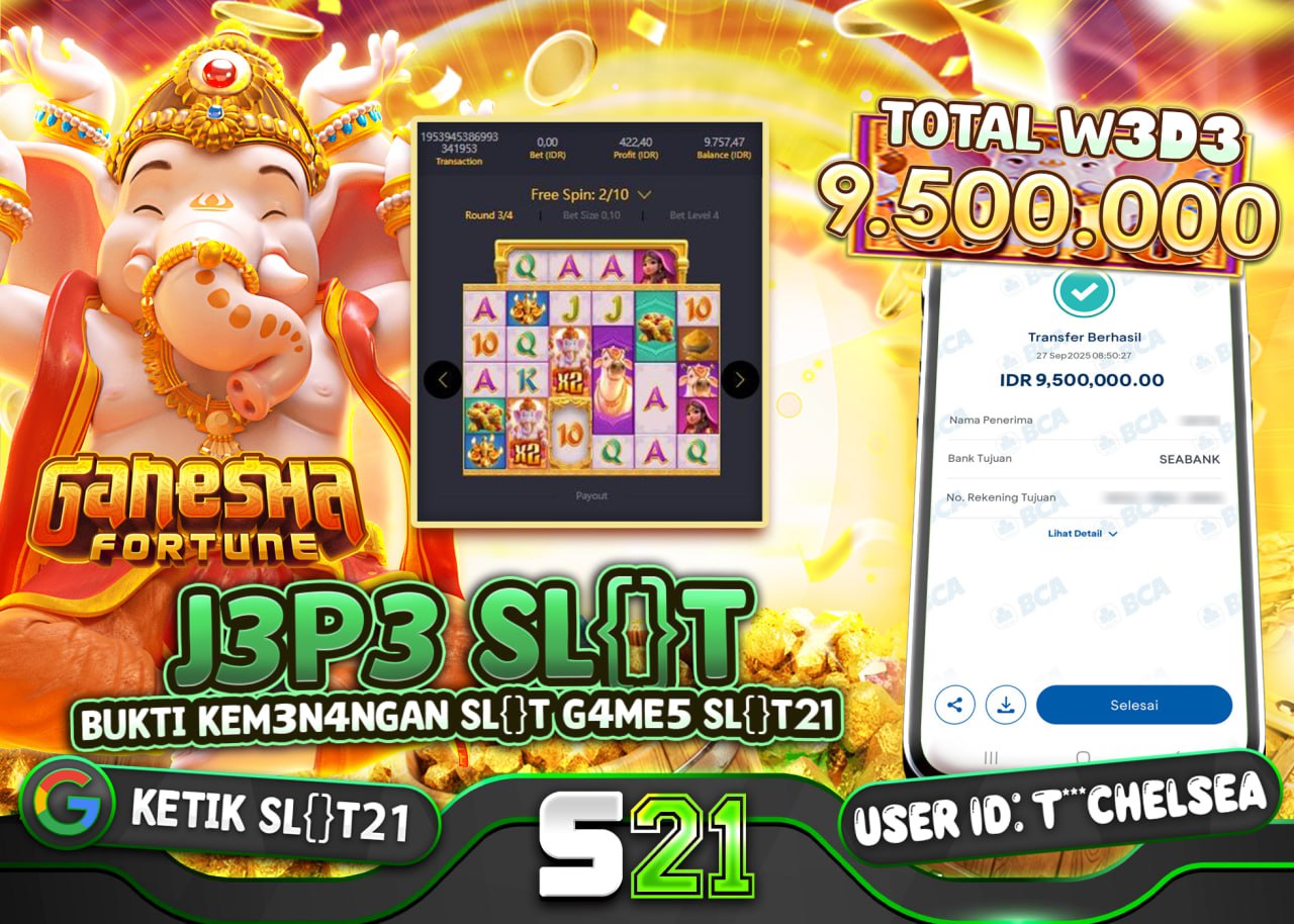 T***CHELSEA  JACKPOT SLOT GANESHA FORTUNE  Rp 9.500.000 - LUNAS